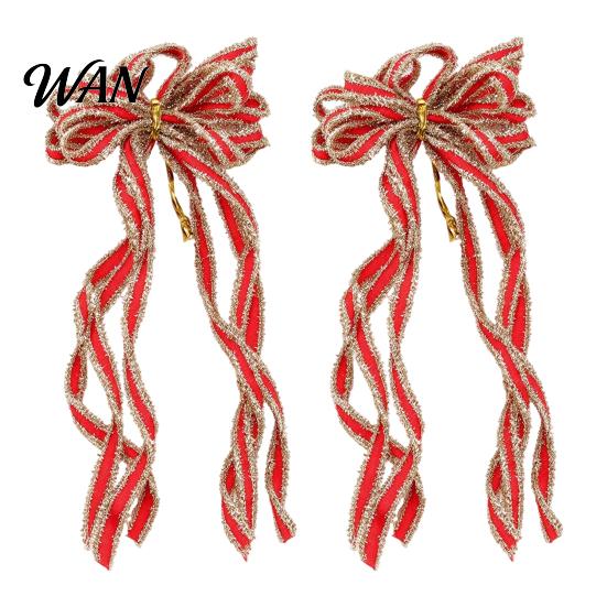 Holiday Gift Wrapping Bows 2 Pcs Velvet Christmas Bows, Shiny Bow Tree Hanging Decoration for Large Fabric Decorations Wreath, Garland, Xmas