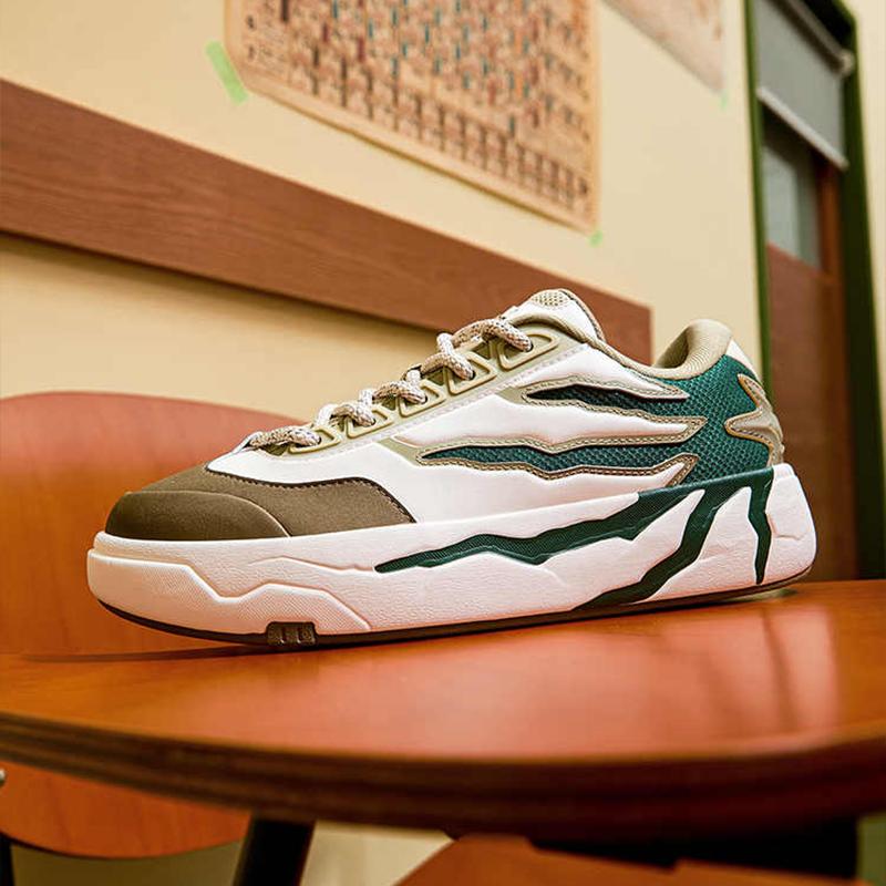 Anta Pili Универсальные Прочные Легкие Низкие Кеды для Скейтбординга Мужские Кроссовки Слоновая кость-Белый Каменно-зеленый 112538075-4