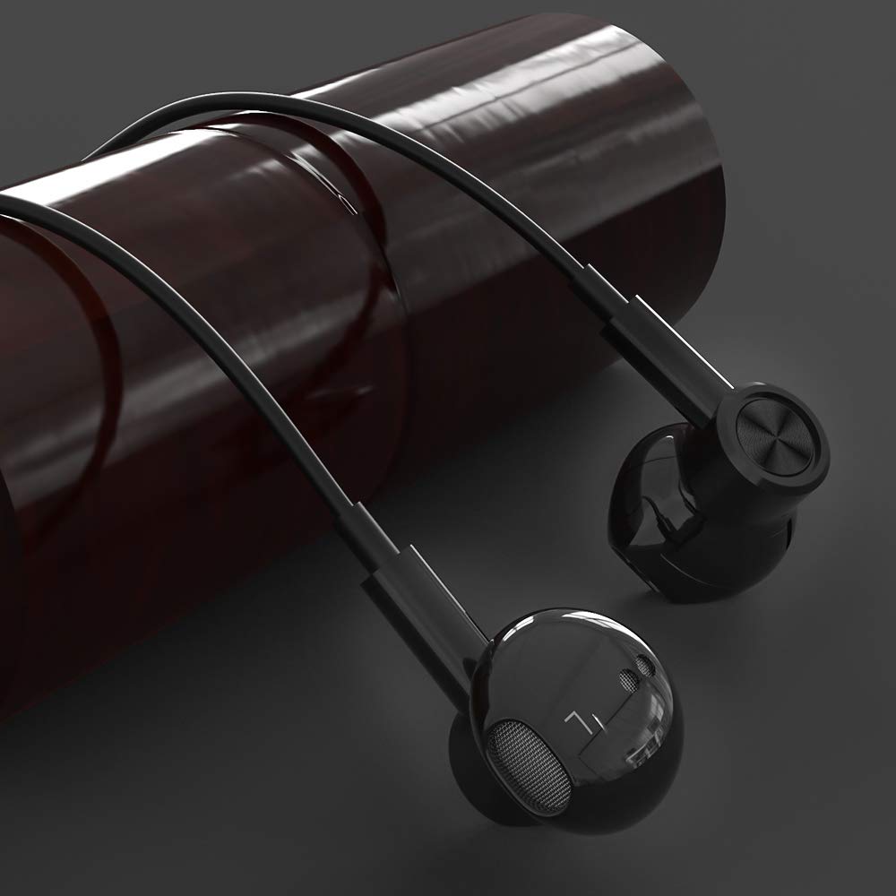 EMorevalue Наушники с шумоподавлением проводные наушники с микрофоном регулировка громкости внутриканальные (3,5 мм, черный)