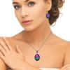 Tourmaline Set Gemstone Gift Wedding Party Bi-Color Pendant,Earring,Ring