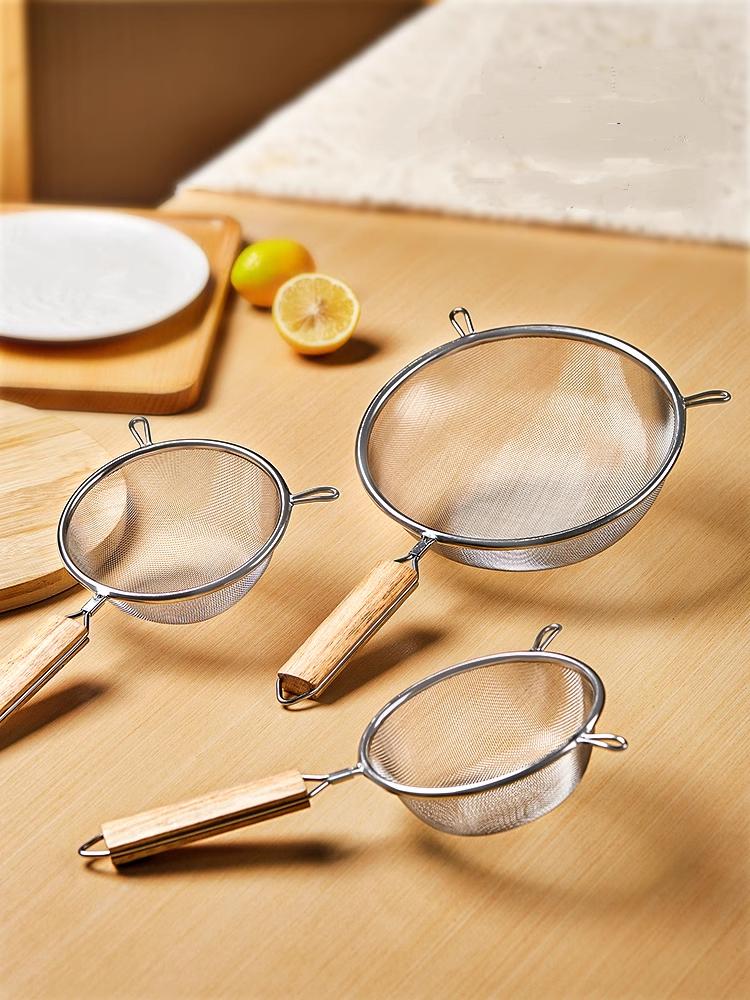 1Pce Stainlesss Steel Fine Mesh Strainer Set Versatile Long-Handle Sieves for Flour Tea Coffee Oil Filtering