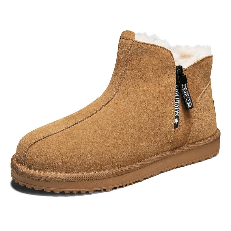 Флисовые зимние ботинки мужские на толстой подошве новые укороченные ботинки для отдыха на открытом воздухе утолщенные нескользящие термообувь из хлопка мужская обувь