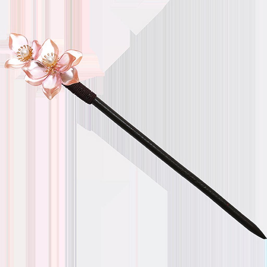 1pcs Crystal Flower Hairpin Attractive Retro Step Shake Handmade Wood National Style Hanfu Girls Daily Hair Accessories