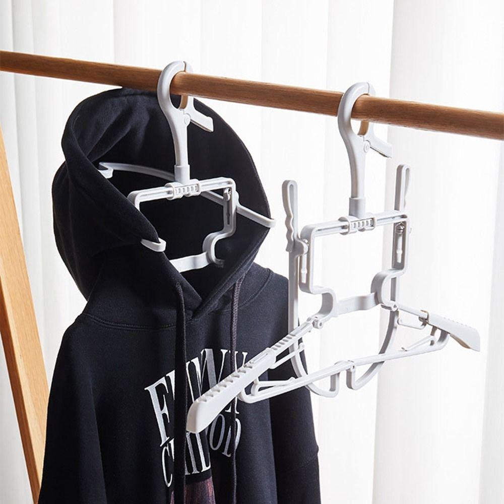 2Pcs Rotatable Folding Hoodie Hanger Plastic Clothes Hangers High-neck Sweater Hanger  Travel