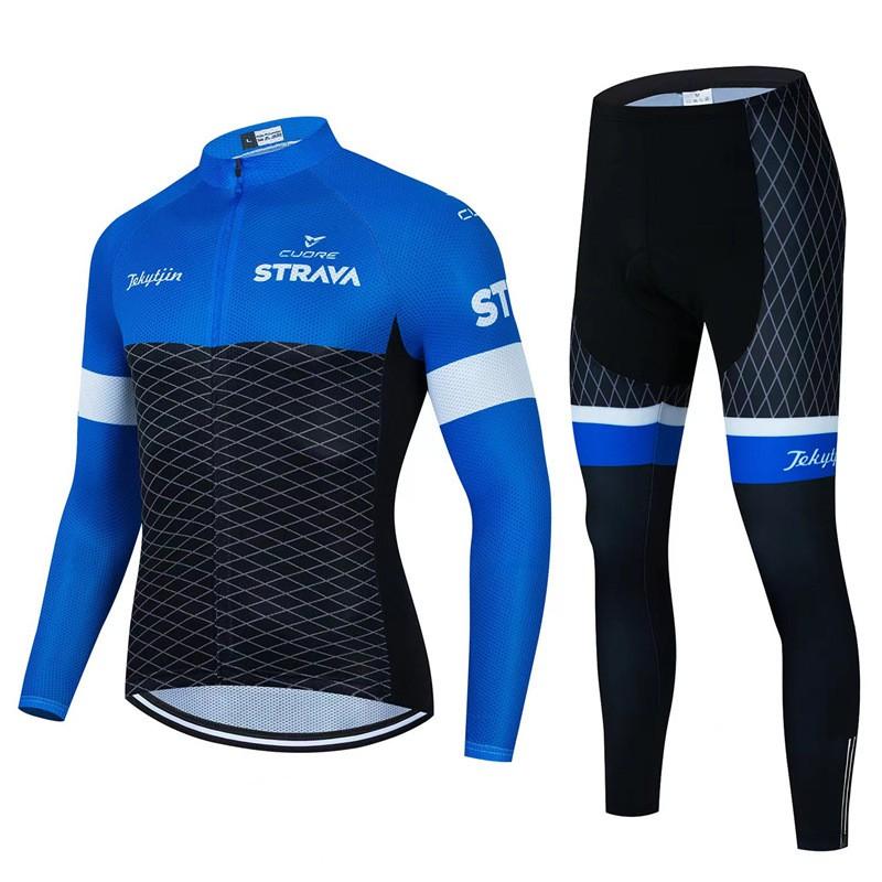 STRAVA Long Sleeve Cycling Jersey Road Mountain Bike Quick Dry Breathable Sportswear