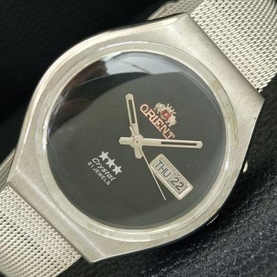АВТОМАТИЧЕСКИЕ ВИНТАЖНЫЕ ORIENT CRYSTAL ЯПОНИЯ 46941 МУЖСКИЕ ЧАСЫ С ЧЕРНЫМ ЦИФЕРБЛАТОМ a704856-1