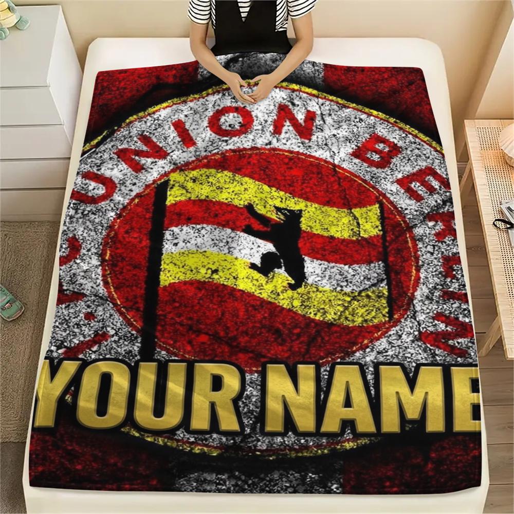 1PC Custom Name FC Union Berlin Patterned Flannel Blanket Suitable For All Seasons for Home Decor Warmth and Comfort Gifts Holiday Present
