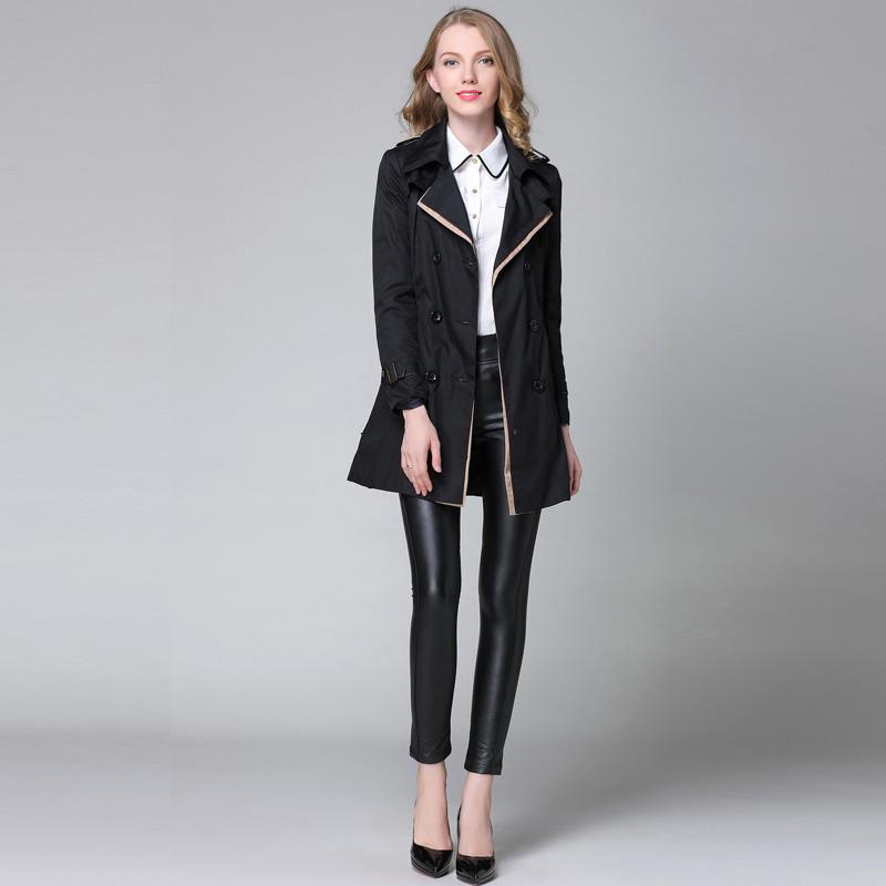 Двубортный плащ на кокетке с поясом и отложным воротником VANGULL