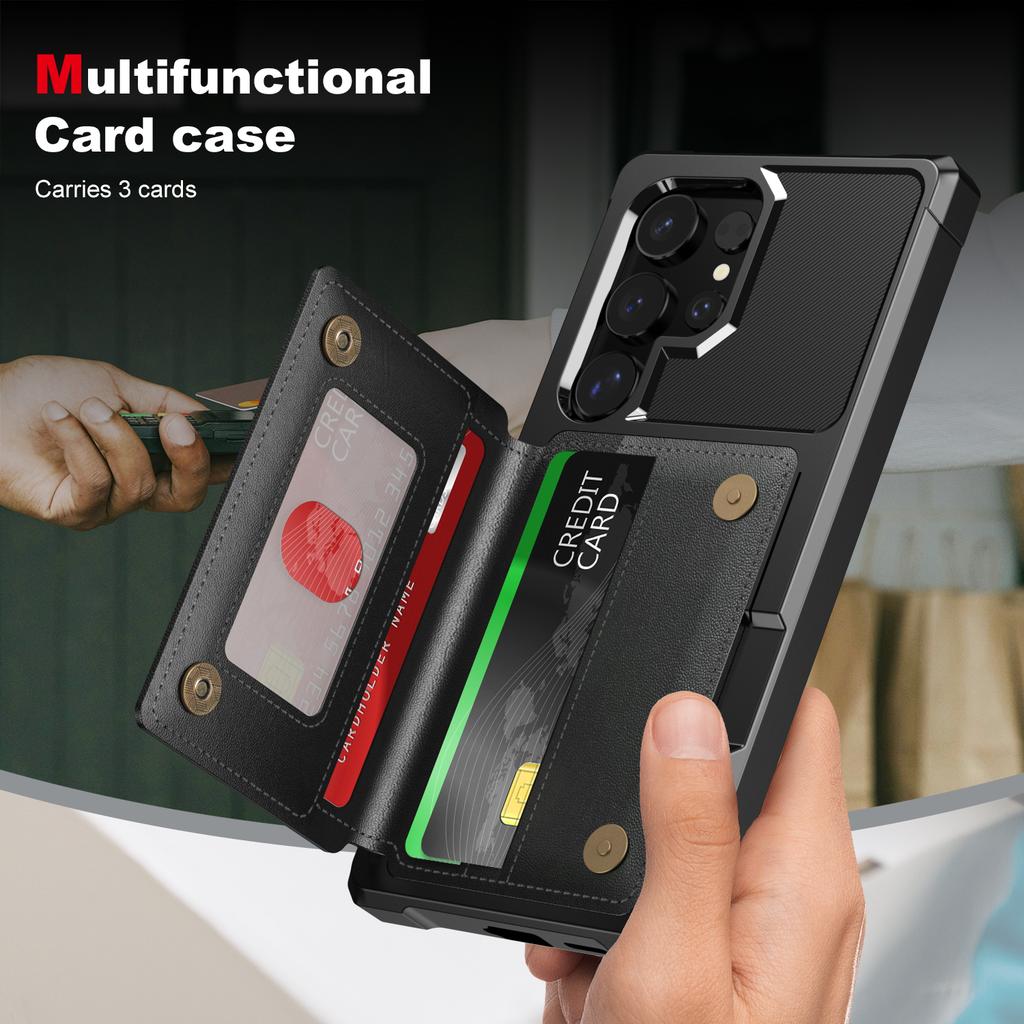 Кошелек Двойная Кнопка Кожаный Чехол-Кошелек Для Samsung Galaxy S24 Ultra S24Plus Магнитный Анти-падение Карты Слот Сумка Карман Чехол