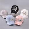 Elegant Crystal Baseball Hat for Women Breathable Sun Protective Hat with Butterfly Design for Vacation Spring Headwear
