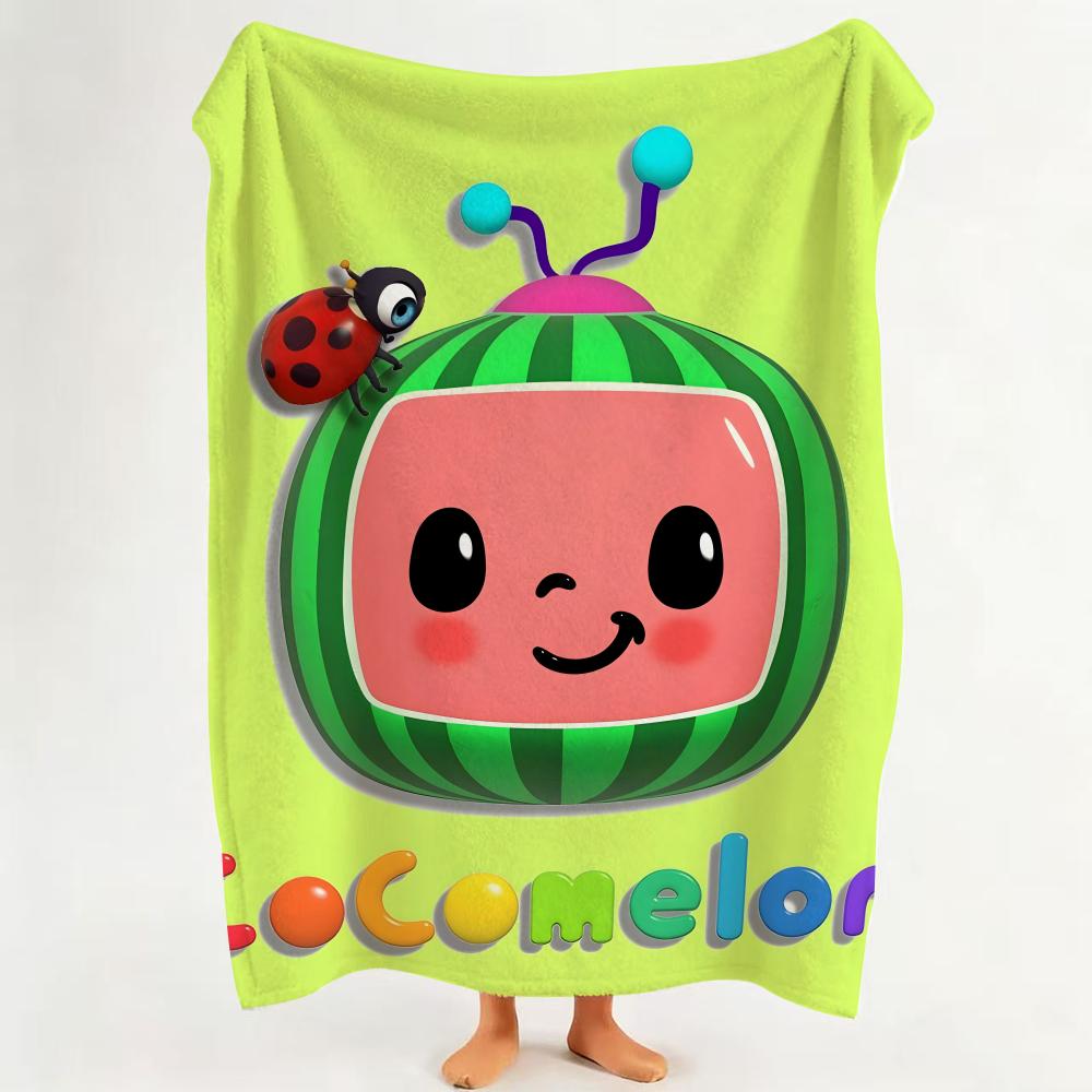 Cartoon C Cocomelon  Flannel  Blanket Suitable for Sofa Living Room Bedroom