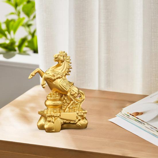 Золотая скульптура лошади фэн-шуй 2026 год статуэтка лошади зодиака китайский Новый год зодиакальное благословение