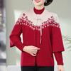 Mom Autumn Fashion New Knitted Sweater Two-piece Set Middle-aged Women Sweater Set Grandma Autumn Coat