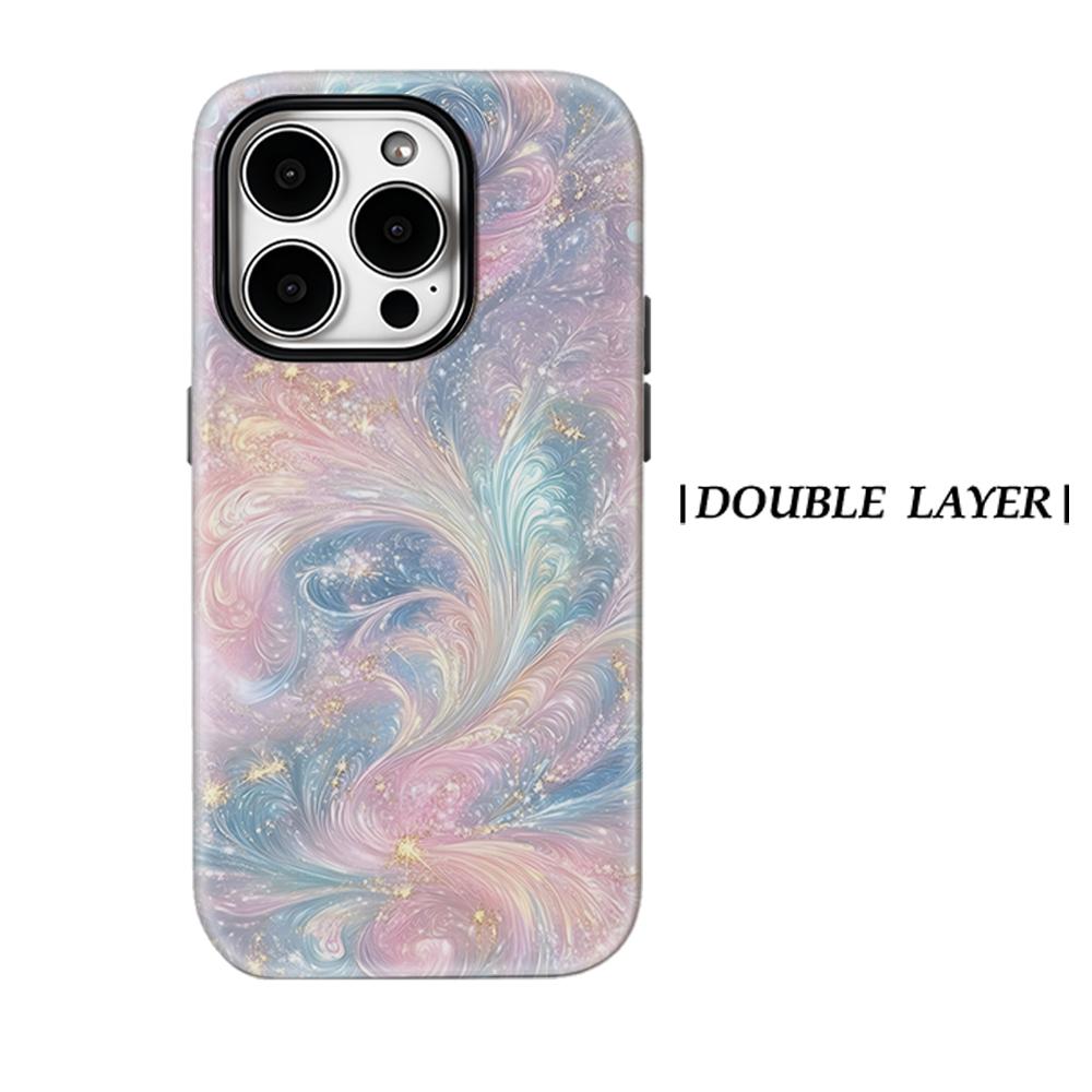 Пастельный чехол-водоворот «Галактика» для IPhone 17AIR 16E 16 15 14 13 12 11 17 Pro Max Plus Двухслойная задняя крышка