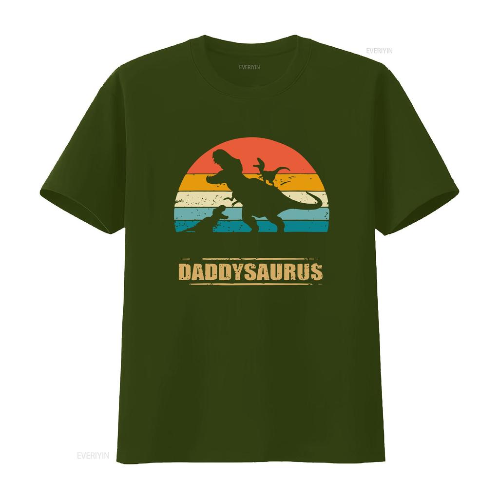 Daddy Saurus T Shirt Fathers Day Dinasaur Dad For Top vintage Washed streetwear Stretched Breathable Casual fashion Slightly
