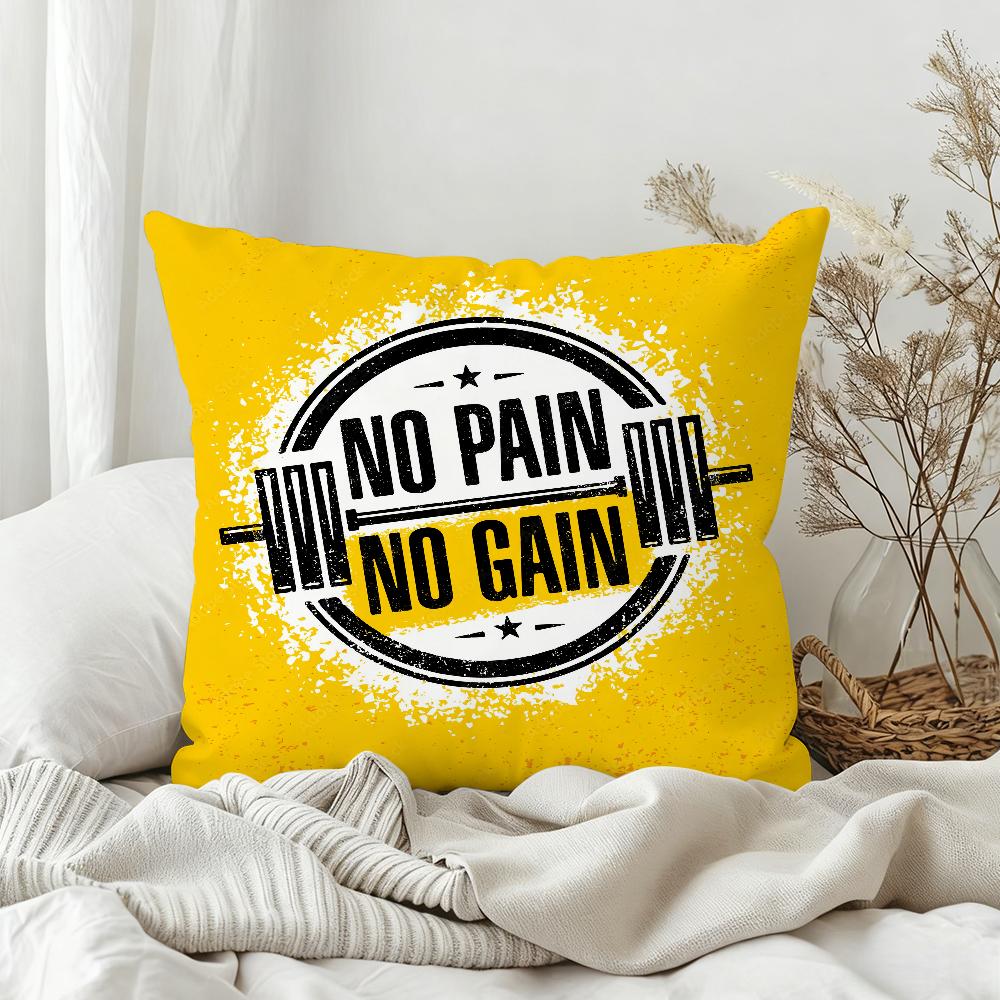 No Pain No Gain GYM Pillow Case Bedroom Sofa Living Room Backrest Decoration Square Cushion Nap Time