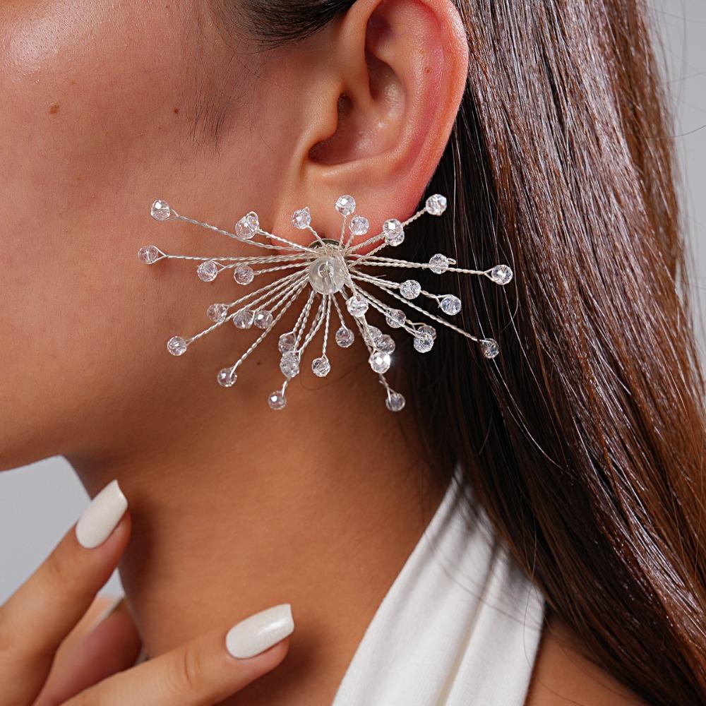 French Style Snowflake Earrings Personality Beaded Crystal Earrings Special Occasions