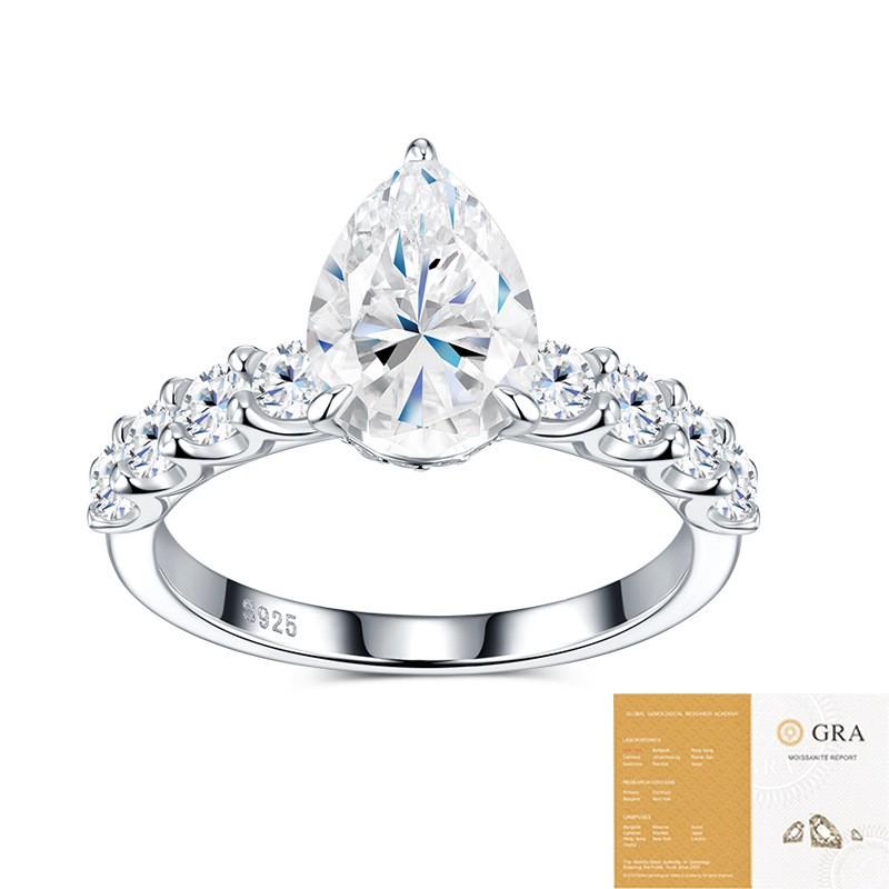 Elegant Pear Shape Moissanite Ring Women Sterling Stackable Lightweight Hypoallergenic Jewelry