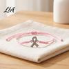 Comfortable Daily Wear Cord 2PCS Hand-woven Braided Bracelets with Metal Ribbon Pendant, Adjustable Awareness Commemorative Gift for Health