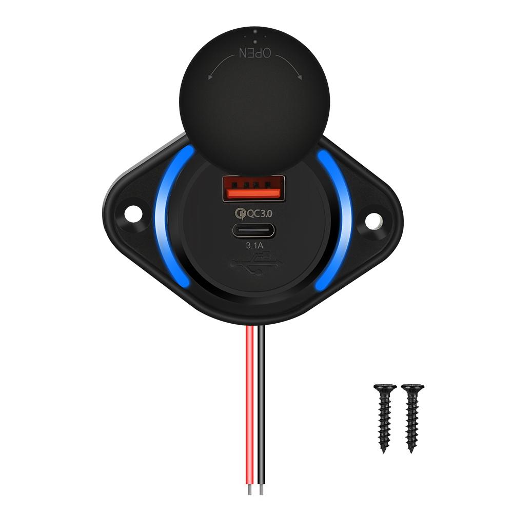 Быстрая зарядка QC 3.0 Dual USB зарядное устройство со сдвижной крышкой 36 Вт водонепроницаемое 12 В/24 В быстрая зарядка USB зарядное устройство для автомобиля лодки автобуса автофургона дома