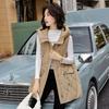 Down Cotton Vest Women's Medium and Long Autumn and Winter Large Size Slim Fit Hooded Vest Vest Thickened Cotton Coat