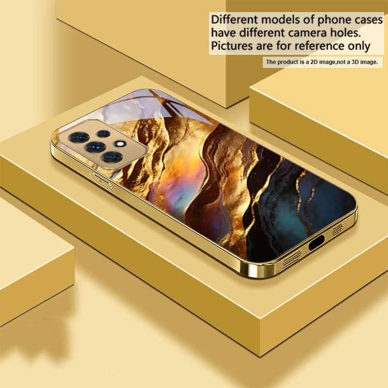 Текстура золотого мрамора Для Samsung A73 A72 A71 A42 A56 A55 A54 A53 A52s A52 A51 A36 A35 A34 A33 A32 A16 Золотой стеклянный чехол для телефона