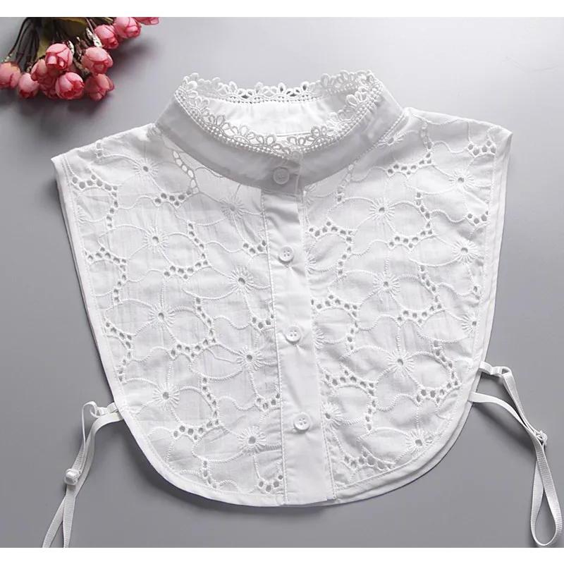 Womens Floral Hollow Fake Collar Detachable False Collar Solid Color Retro Half Shirt Blouse Top Female Sweater Fake Collars