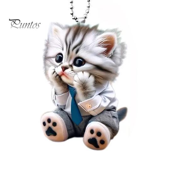 Автомобильный кулон, подвесное украшение с цепочкой, легко повесить, реалистичное животное, зеркало заднего вида в форме кошки, подвесной декор, аксессуары для салона автомобиля