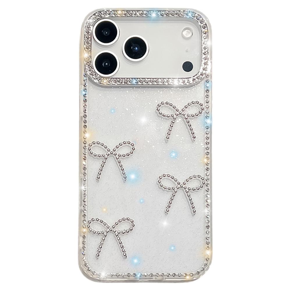 For iPhone 17 Pro Max Case Rhinestone Edge Butterfly Bow Decor TPU+PC IMD Phone Cover