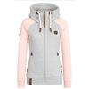 Women's Fall and Winter Large Size Color Collision Personality Hooded Sweater Zipper Pocket Jacket