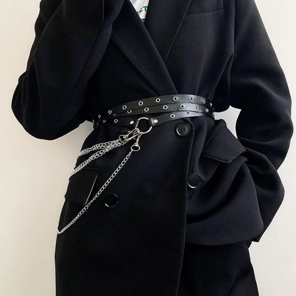 Multi-layer Women Waist Belt Extended Dress Waist Chain Harajuku PU Leather Belt  Dress Accessories