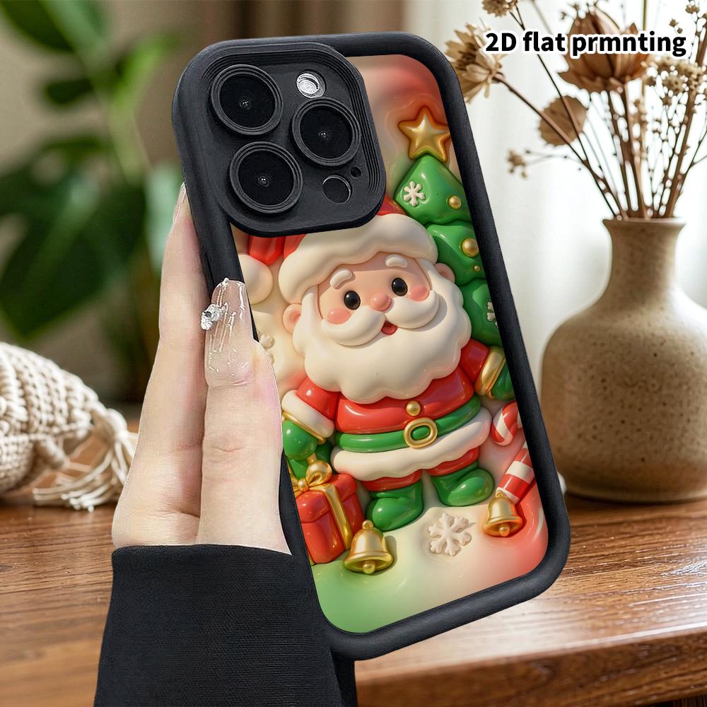 Phone case: 2D flat design, suitable for iPhone 18 17 16 15 14 13 Pro protective case, Santa Claus, Christmas and Halloween, perfect holiday gift