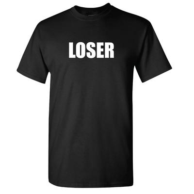 Футболка с надписью Loser Черная Хлопковая Смешная Шутка День Рождения Короткий Рукав S - 3XL