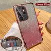 Gradient Glitter Airbag Lens Shockproof Case for Samsung S24 S23 S22 S21 Ultra Plus S23FE A15 A55 A14 A34 A54 iPhone 15 14 13 12 11 Pro Max 15 14 Plus