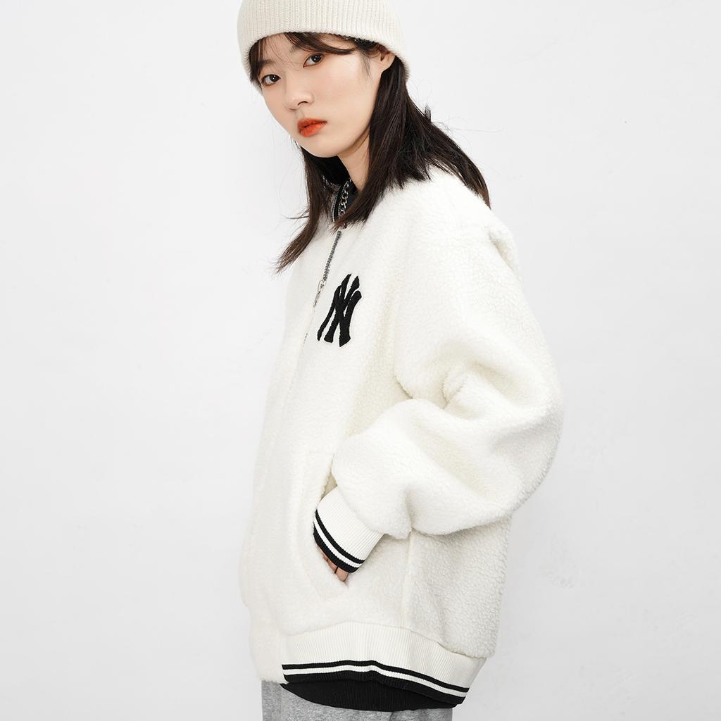 New MLB New York Yankees Velvet Jackets Unisex Ivory White 3AJPF0116-50CRS