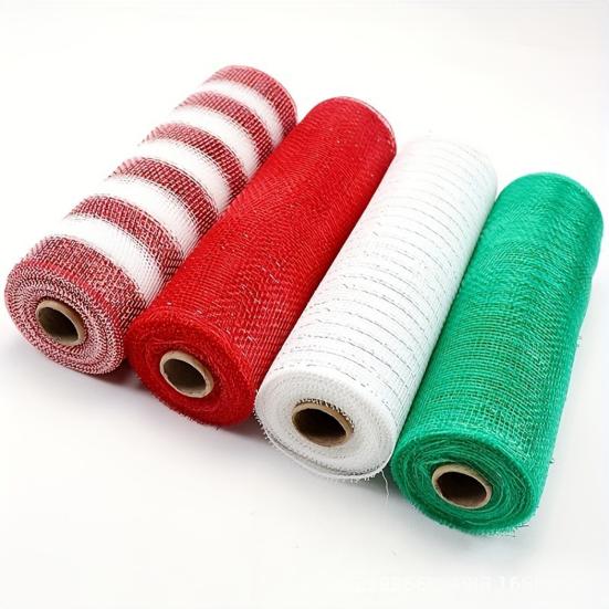 Рождественская полипропиленовая сетка 10 дюймов x 10 ярдов Металлическая сетка Фольга Декоративные рулоны сетки для DIY венков, поделок, украшения для вечеринок