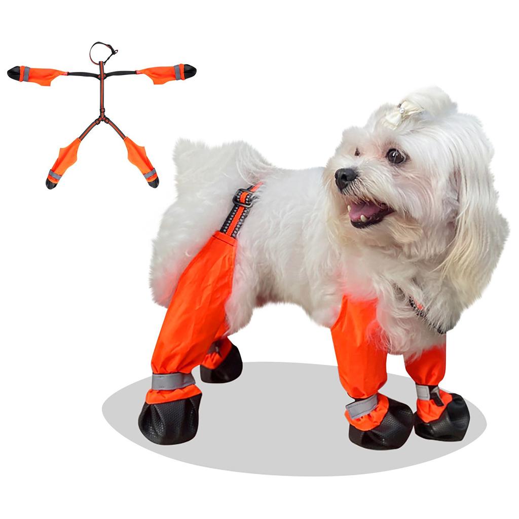 Dog Suspender Booties Anti-Slip Dog Paw Protector Waterproof Boot Leggings Adjustable Dog Shoes For Winter Snow Raining Hiking