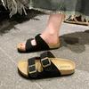 Slippers For Women Cork Footbed Beach Sandals Outdoor Suede Clogs Sandals With Adjustable Buckle Men Sandals