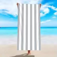 1pc Minimally Striped Beach Towel, Ultra-fine Fiber Quick Drying Absorbent Towel, Beach Swimming Vacation Beach Towel
