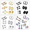 12Pcs/set Stainless Steel Ear Studs Unisex Screw Barbell Piercing Earrings Decor