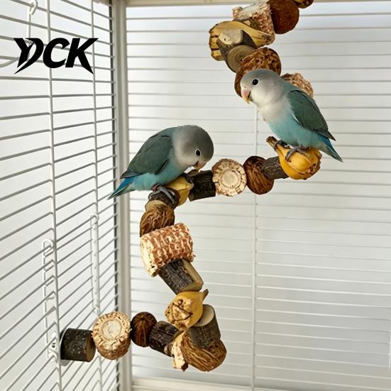 Natural Apple Wood Toy Bird Chew Toy, Corncob Parrot Bendable Cage Perch Spiral Perch, Accessory for Conures Cockatiels Budgies