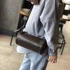 Soft Cowhide Women Bag Barrel-shaped Genuine Leather Shoulder Bags Solid Color Small Messenger Bag