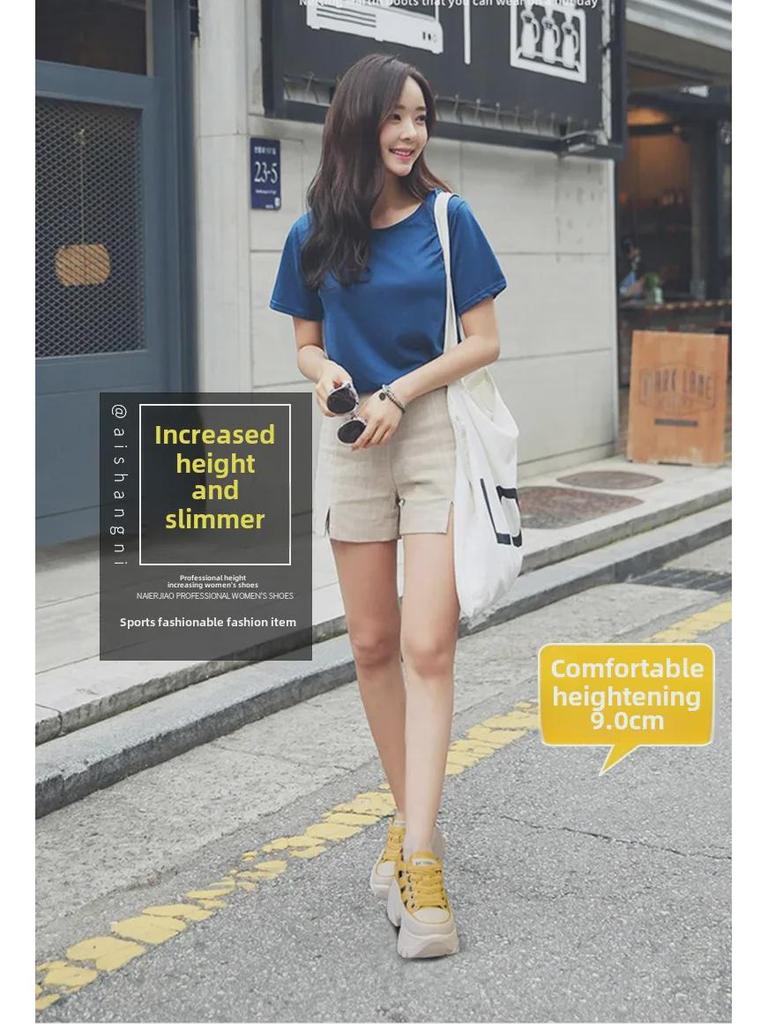 Женские летние сандалии 2024 года на платформе из дышащей кожи с внутренней частью для увеличения высоты