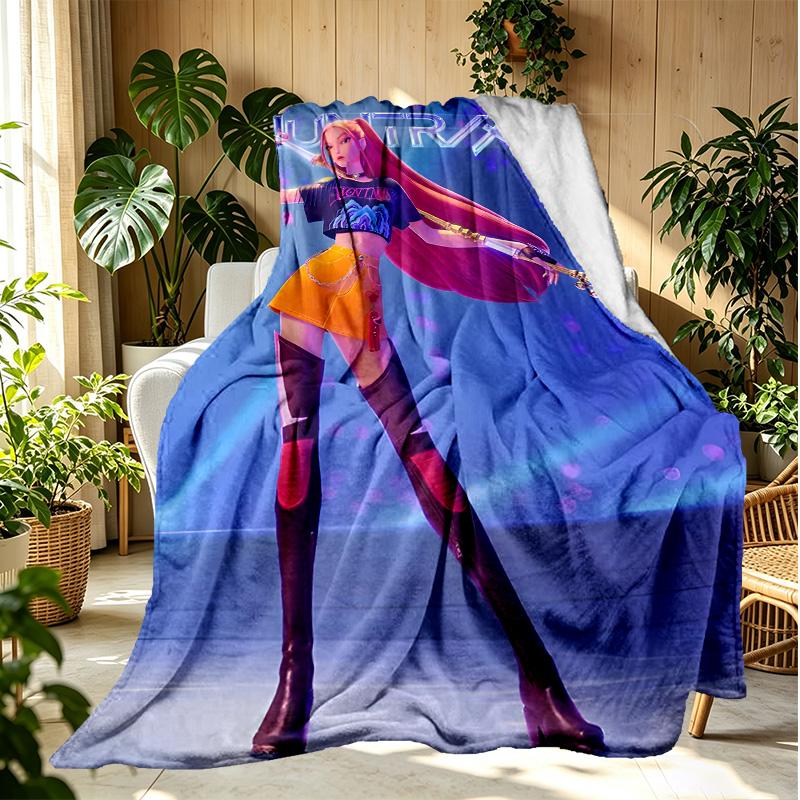 KPop Demon Hunters Pattern Blanket for Home Decoration, Bed, Sofa, Car Travel, Camping, Suitable for All Seasons, Birthday Christmas Gift