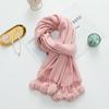 Cashmere Wool Scarf Women's Autumn and Winter High End Solid Color Ball Scarf Versatile Shawl Wool Ball Imitation Cashmere Scarf
