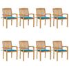 VidaXL Stackable Garden Chairs with Cushions 8 Pcs Solid Teak