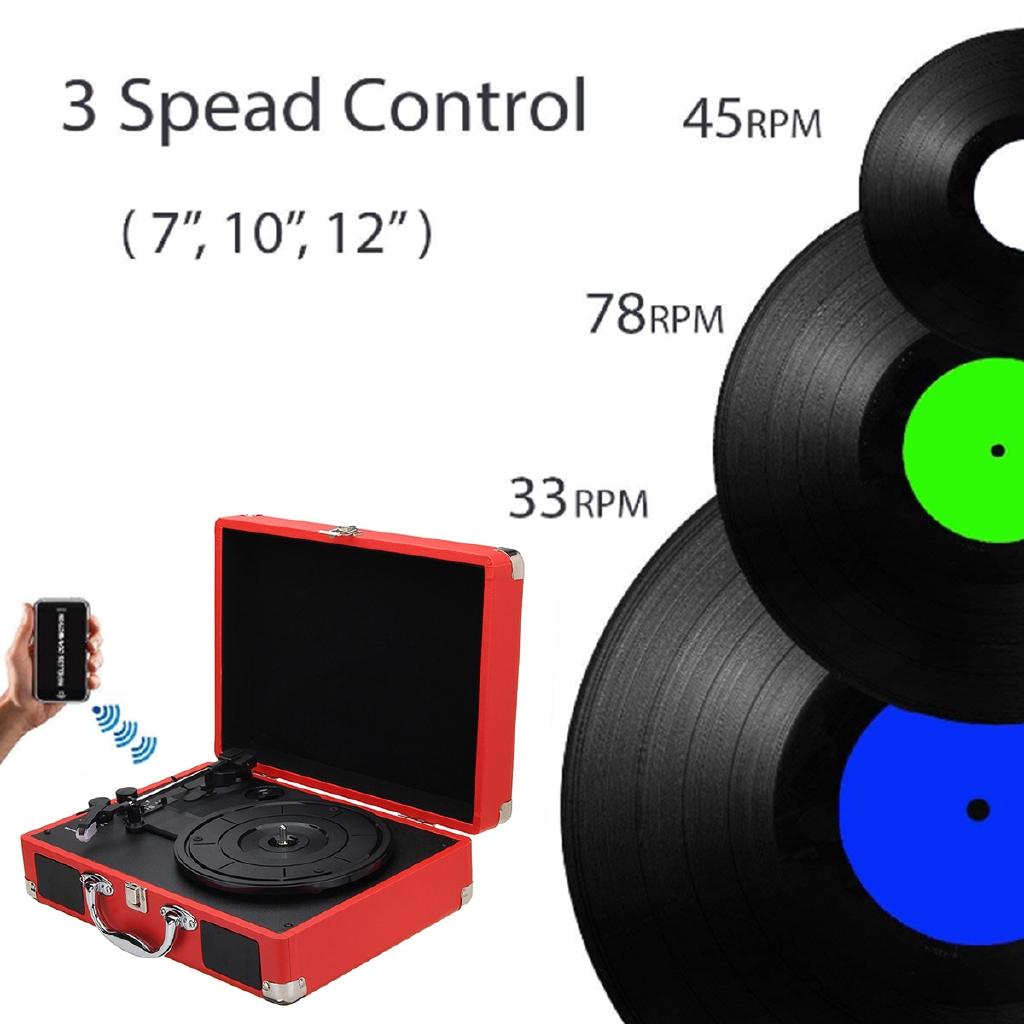Ретро 33/45/78 об/мин Bluetooth PH/ INT/ BT 2.0 чемодан проигрыватель виниловых пластинок телефон плеер 3-скоростной 3,5 мм AUX IN