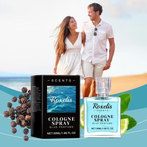 Roxelis Cologne Blue Natural Fresh Charm Amber Lasting Fragrance Light Elegant Couple Dating