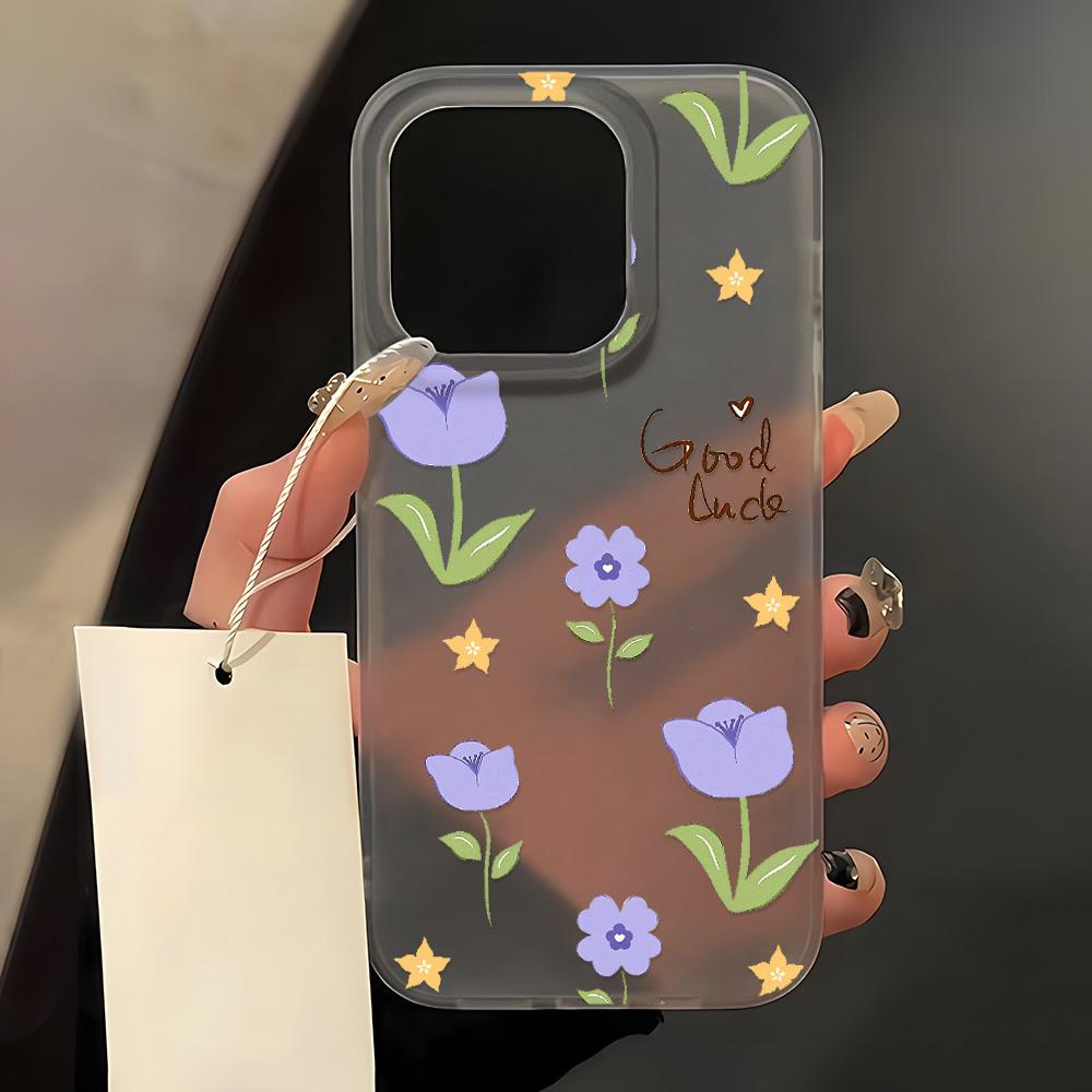 Чехлы для мобильных телефонов iPhone 11 13 15 Pro Max 12 14 Pro Max Чехол для iPhone 16 15 Plus 13 Pro 12 Матовая текстура с рисунком в виде мультяшных цветов