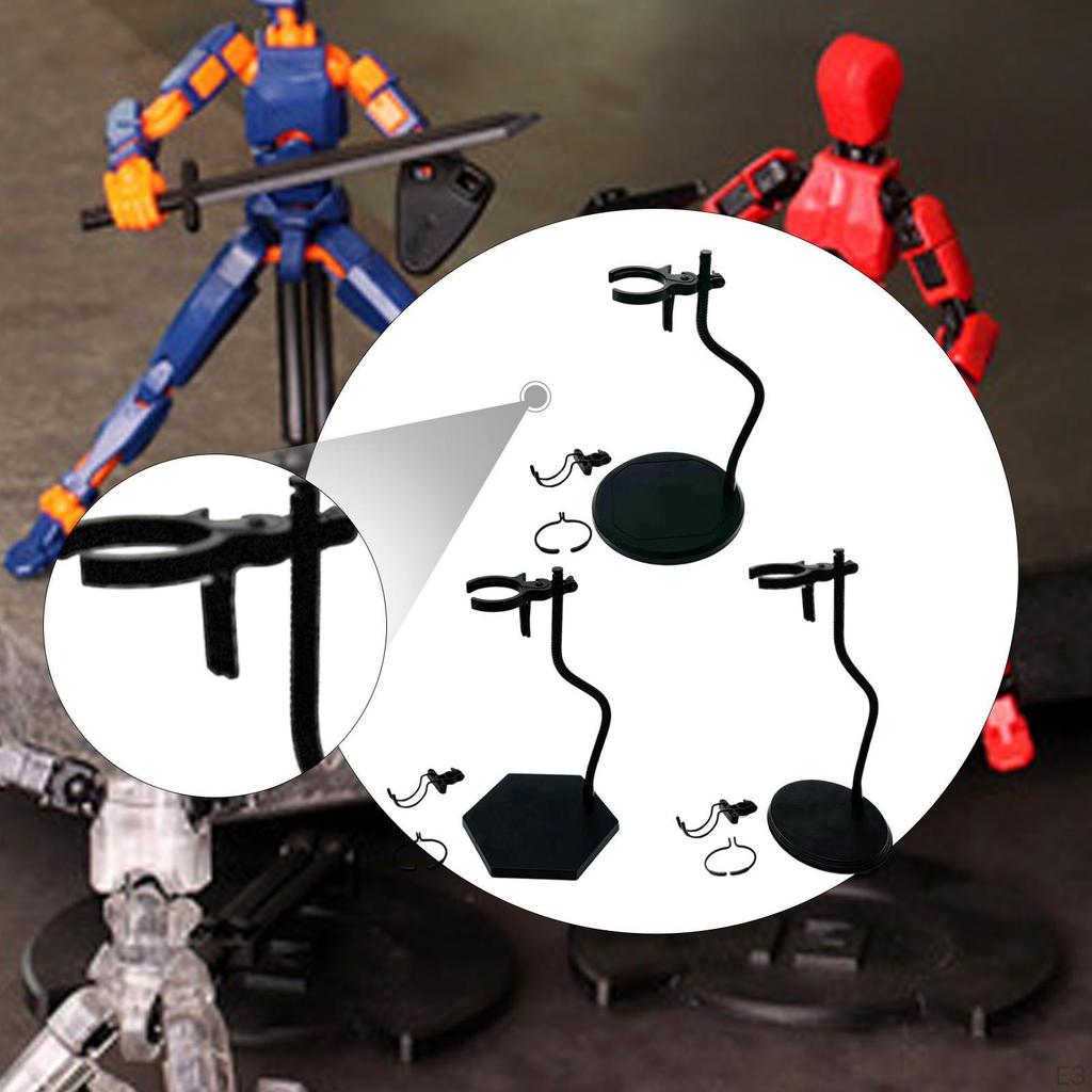 Action Figure Display Stand Base with Clips Doll Holder for 15-30cm